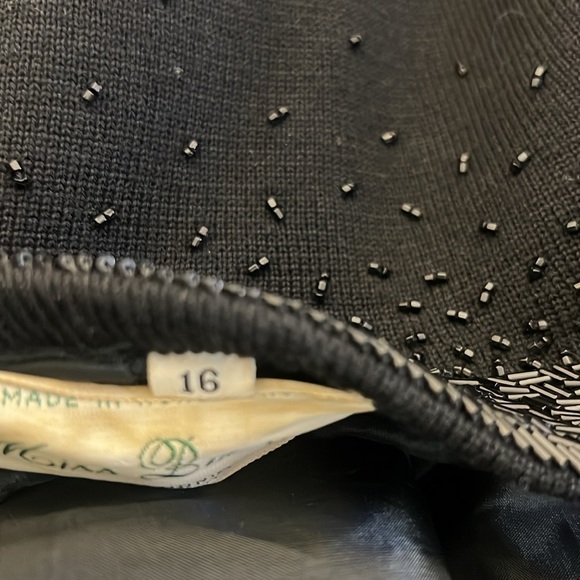Vintage Black Wool Embellished Open Front Cardigan Jacket Long Sleeve Si… - Picture 13 of 13